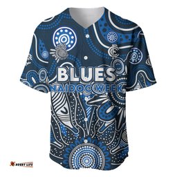 Personalised Blues NAIDOC Week 2024 Baseball Jersey Shirt Aussie Aboriginal Art
