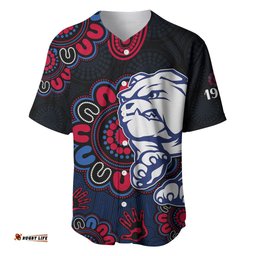 Custom Personalised AFL Western Bulldogs Dogs 1877 Aboriginal Baseball Jersey Shirt 02