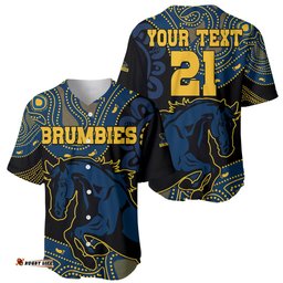 Custom Text And Number Brumbies Rugby Union Baseball Jersey Shirt Australia indigenous Aboriginal