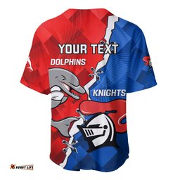Personalised Dolphins and Knights Rugby Baseball Jersey Shirt Sporty Version