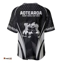 New Zealand Aotearoa Rugby Baseball Jersey Shirt Haka Dance Mixed Silver Fern Sporty Style