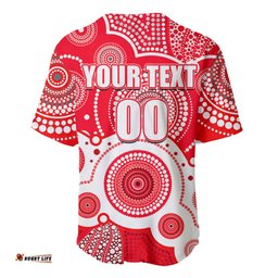 Custom Personalised And Number Swans AFL Baseball Jersey Shirt Aboriginal Patterns 07
