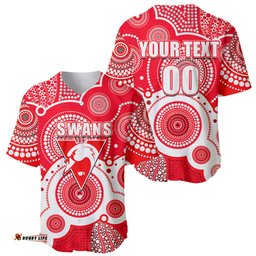 Custom Personalised And Number Swans AFL Baseball Jersey Shirt Aboriginal Patterns 07