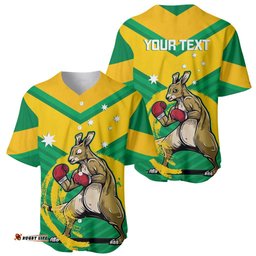 Personalised Australia Boxing Kangaroo Baseball Jersey Shirt Aussie Pride National Color