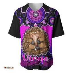 Personalised Australia Virgo Echidna Zodiac Baseball Jersey Shirt Auz Astrology Aboriginal Magenta