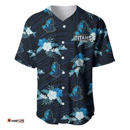 Custom Text And Number Titans Rugby Baseball Jersey Shirt Polynesian Tribal Mix Tropical Hawaiian Style
