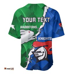 Personalised Knights and Rabbitohs Rugby Baseball Jersey Shirt Sporty Version