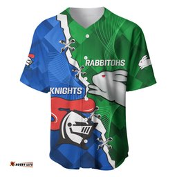 Personalised Knights and Rabbitohs Rugby Baseball Jersey Shirt Sporty Version