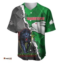 Custom Personalised Rabbitohs Mix Panthers Rugby Baseball Jersey Shirt Sporty Style