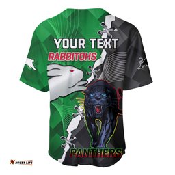 Custom Personalised Rabbitohs Mix Panthers Rugby Baseball Jersey Shirt Sporty Style