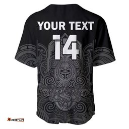 Custom Text And Number New Zealand Tiki Rugby Baseball Jersey Shirt NZ Maori Koru Pattern