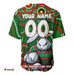 Custom Australia NAIDOC Week 2024 Baseball Jersey Shirt Rabbitohs Mascot Keep The Fire Burning