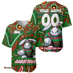 Custom Australia NAIDOC Week 2024 Baseball Jersey Shirt Rabbitohs Mascot Keep The Fire Burning