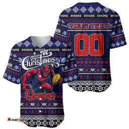 Personalized Demons Football Xmas Baseball Jersey Shirt Australia AFL Mascot