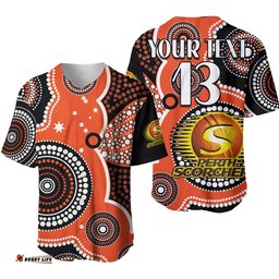 Custom Text and Number Perth Scorchers Baseball Jersey Shirt Australia Cricket BBL Aboriginal Ver.01