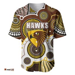 Custom Personalised And Number Hawks AFL Baseball Jersey Shirt Aboriginal Patterns 02