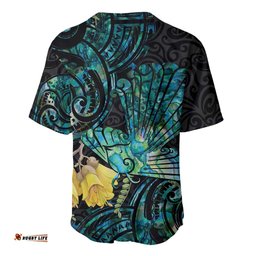 New Zealand Fantail Bird Baseball Jersey Shirt Maori Piwakawaka Kowhai Paua Shell Pattern