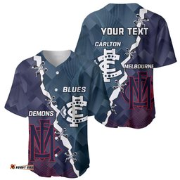 Personalised Demons And Blues Football Baseball Jersey Shirt Sporty Version