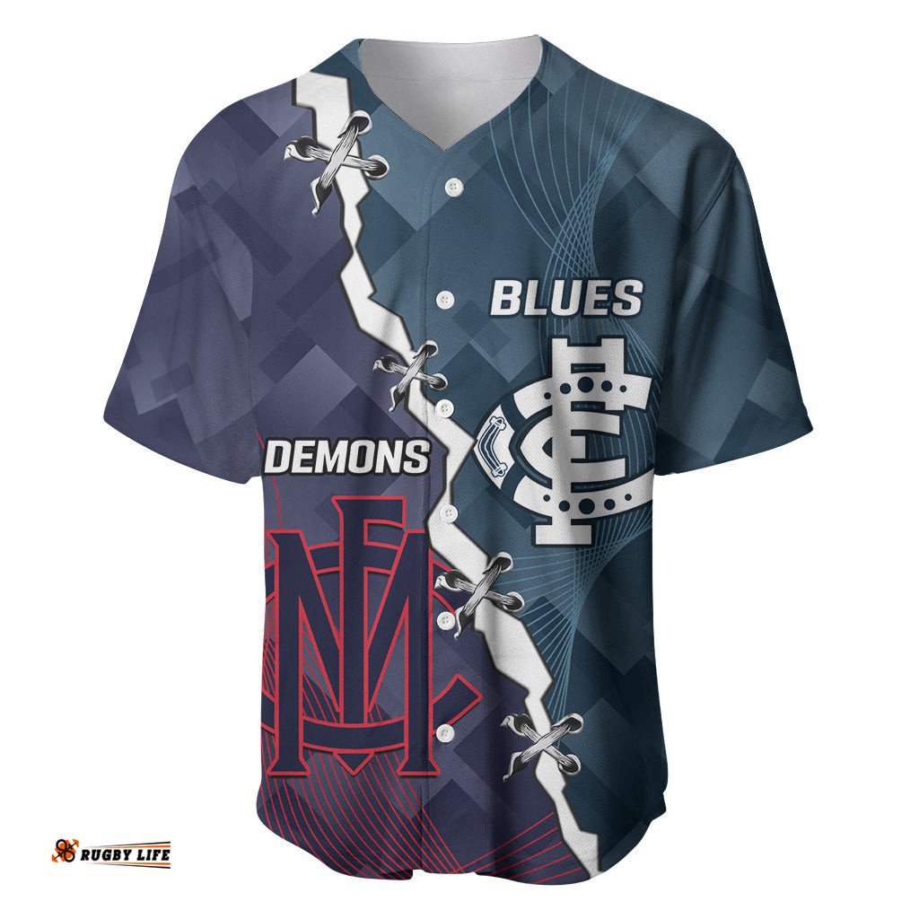 Personalised Demons And Blues Football Baseball Jersey Shirt Sporty Version