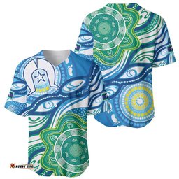 Torres Strait Islander Baseball Jersey Shirt Aboriginal Blue Art