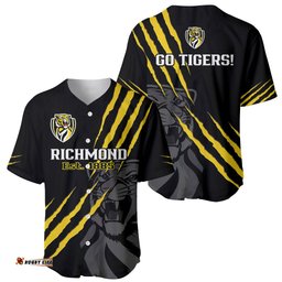 Richmond Football Baseball Jersey Shirt Go Tigers Sporty Style