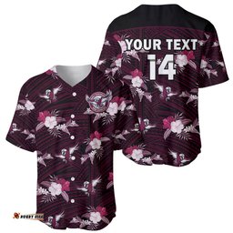 Custom Text And Number Sea Eagles Rugby Baseball Jersey Shirt Polynesian Tribal Mix Tropical Hawaiian Style