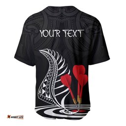 Personalised New Zealand Darts Baseball Jersey Shirt Aotearoa Maori Fern Bring It On