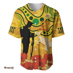 Custom Matildas ANZAC Day Baseball Jersey Shirt Lest We Forget Poppies Mix Camouflage Gold