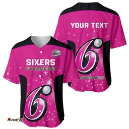 Personalised BBL Sydney Sixers Baseball Jersey Shirt 4th Champions 2024 New History