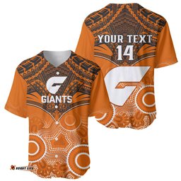 Personalised Giants Football Baseball Jersey Shirt GWS Aboriginal Mix Polynesian Pattern