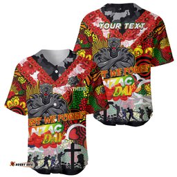 Personalised Panthers ANZAC Day Baseball Jersey Shirt Aboriginal Rising Sun
