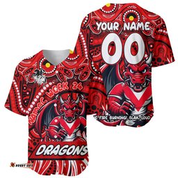 Custom Australia NAIDOC Week 2024 Baseball Jersey Shirt Dragons Mascot Keep The Fire Burning