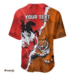 Personalised Dragons And Tigers Rugby Baseball Jersey Shirt Sporty Style