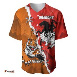 Personalised Dragons And Tigers Rugby Baseball Jersey Shirt Sporty Style