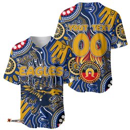 Personalised NAIDOC Week 2024 West Coast Eagles Baseball Jersey Shirt Australian Aboriginal Hand Painting