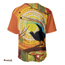 Australia Superb Lyrebird Baseball Jersey Shirt Aboriginal Art