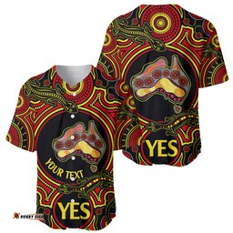 Personalised Australia Vote YES Baseball Jersey Shirt Indigenous Voice Maps to Parliament Australia