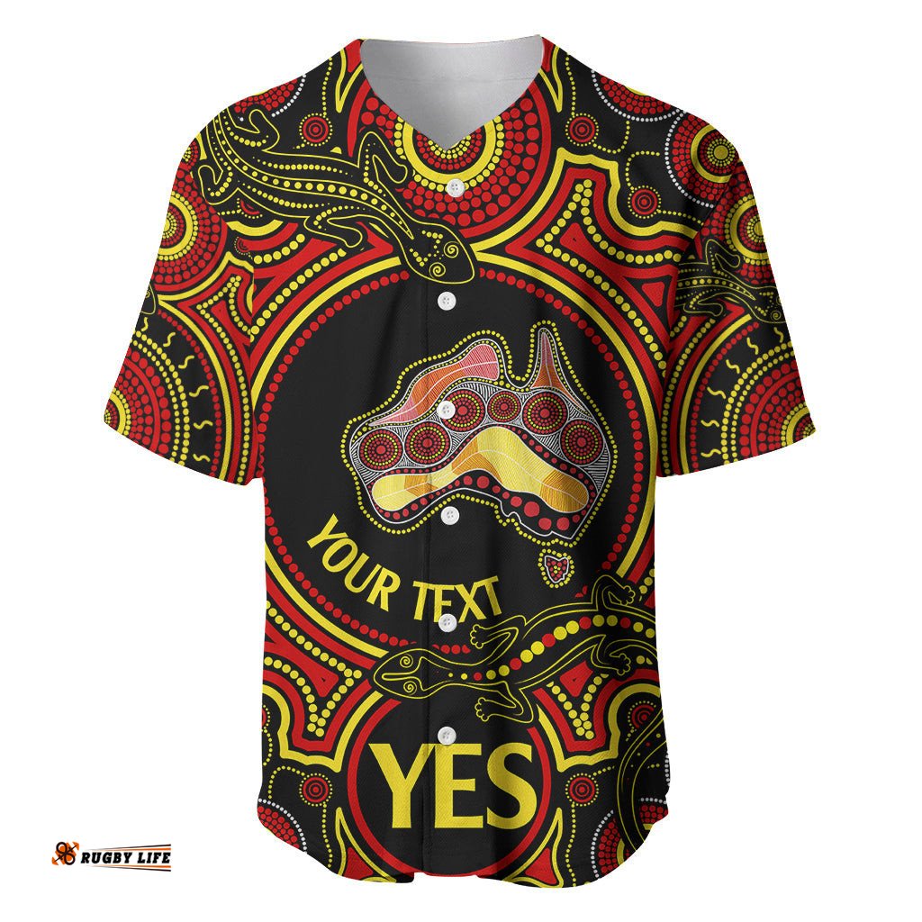 Personalised Australia Vote YES Baseball Jersey Shirt Indigenous Voice Maps to Parliament Australia