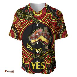 Personalised Australia Vote YES Baseball Jersey Shirt Indigenous Voice Maps to Parliament Australia