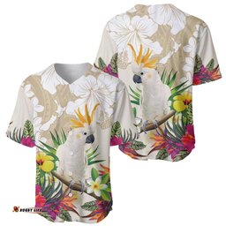 New Zealand Cacatua Galerita Baseball Jersey Shirt Aotearoa Cockatoo Tropical Flowers