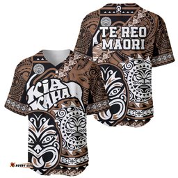 Te Reo Maori New Zealand Baseball Jersey Shirt Aotearoa Kia Haka Maori Tribal Tattoo Gold Style