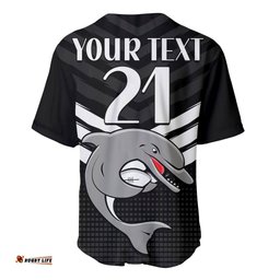Custom Text And Number Redcliffe Dolphins Rugby Baseball Jersey Shirt Simple Black Style