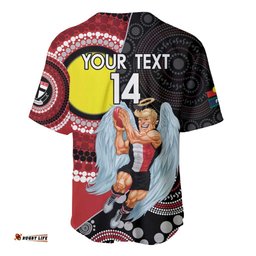 Custom AFL St Kilda NAIDOC Week Baseball Jersey Shirt Keep The Fire Burning Indigenous Art