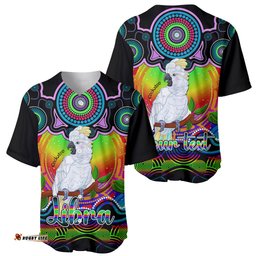 Personalised Australia Libra Cockatoo Zodiac Baseball Jersey Shirt Auz Astrology Aboriginal Rainbow
