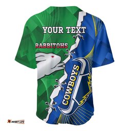 Personalised Rabbitohs And Cowboys Rugby Baseball Jersey Shirt Dynamic Style