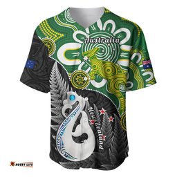 Personalised New Zealand And Australia Baseball Jersey Shirt Aboriginal Mix Aotearoa Maori Unique Style