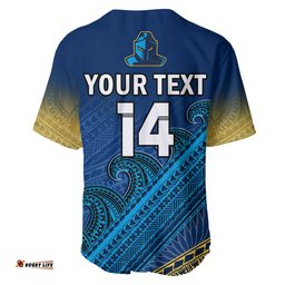 Custom Text And Number Gold Coast Titans Rugby Baseball Jersey Shirt Pasifika Gradient Polynesian Pattern