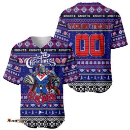 Personalized Knights Rugby Xmas Baseball Jersey Shirt Australia NRL Mascot