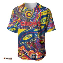 Custom NAIDOC Week 2024 Crows Baseball Jersey Shirt Aboriginal Animals Keep The Fire Burning
