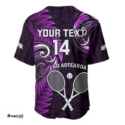Custom New Zealand Tiki Tennis Baseball Jersey Shirt 2024 Aotearoa Tenehi Maori Silver Fern Purple